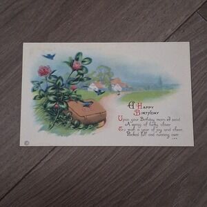 Antique‎ 1900s-1910s Birthday Postcard Series 762 E Cottagecore Floral USA Roses